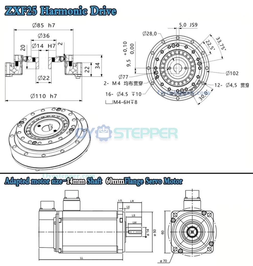 ZXF Series Harmonic Gear Reducer Ratio 120:1 / 160:1 Harmonic Drive Gearbox for Stepper / Servo Motor CNC Robot Arm ZXF Series Harmonic Gear Reducer Ratio 120:1 / 160:1 Harmonic Drive Gearbox for Stepper / Servo Motor CNC Robot Arm