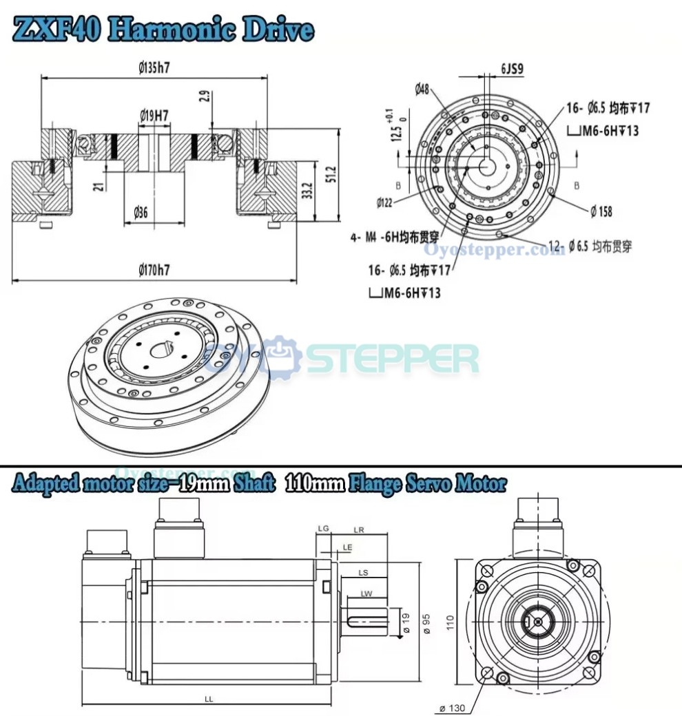 ZXF Series Harmonic Gear Reducer Ratio 120:1 / 160:1 Harmonic Drive Gearbox for Stepper / Servo Motor CNC Robot Arm ZXF Series Harmonic Gear Reducer Ratio 120:1 / 160:1 Harmonic Drive Gearbox for Stepper / Servo Motor CNC Robot Arm