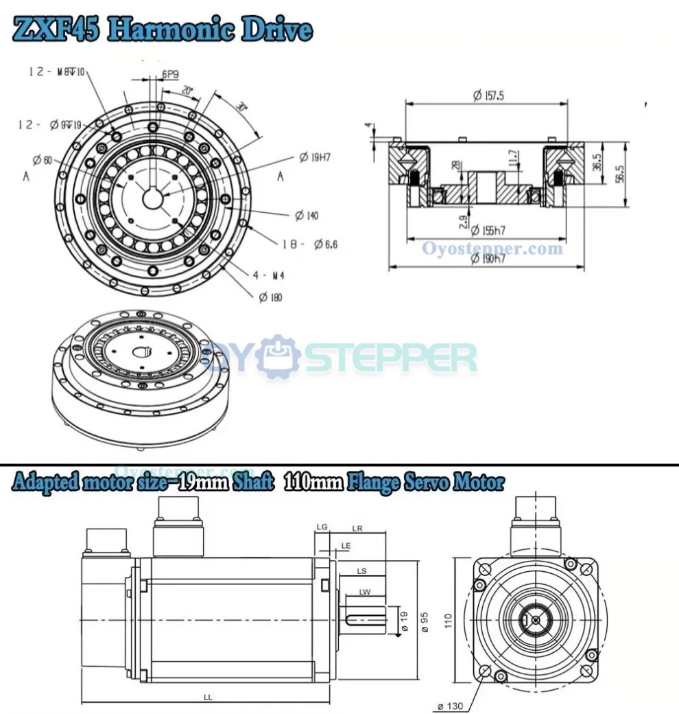 ZXF Series Harmonic Gear Reducer Ratio 120:1 / 160:1 Harmonic Drive Gearbox for Stepper / Servo Motor CNC Robot Arm ZXF Series Harmonic Gear Reducer Ratio 120:1 / 160:1 Harmonic Drive Gearbox for Stepper / Servo Motor CNC Robot Arm
