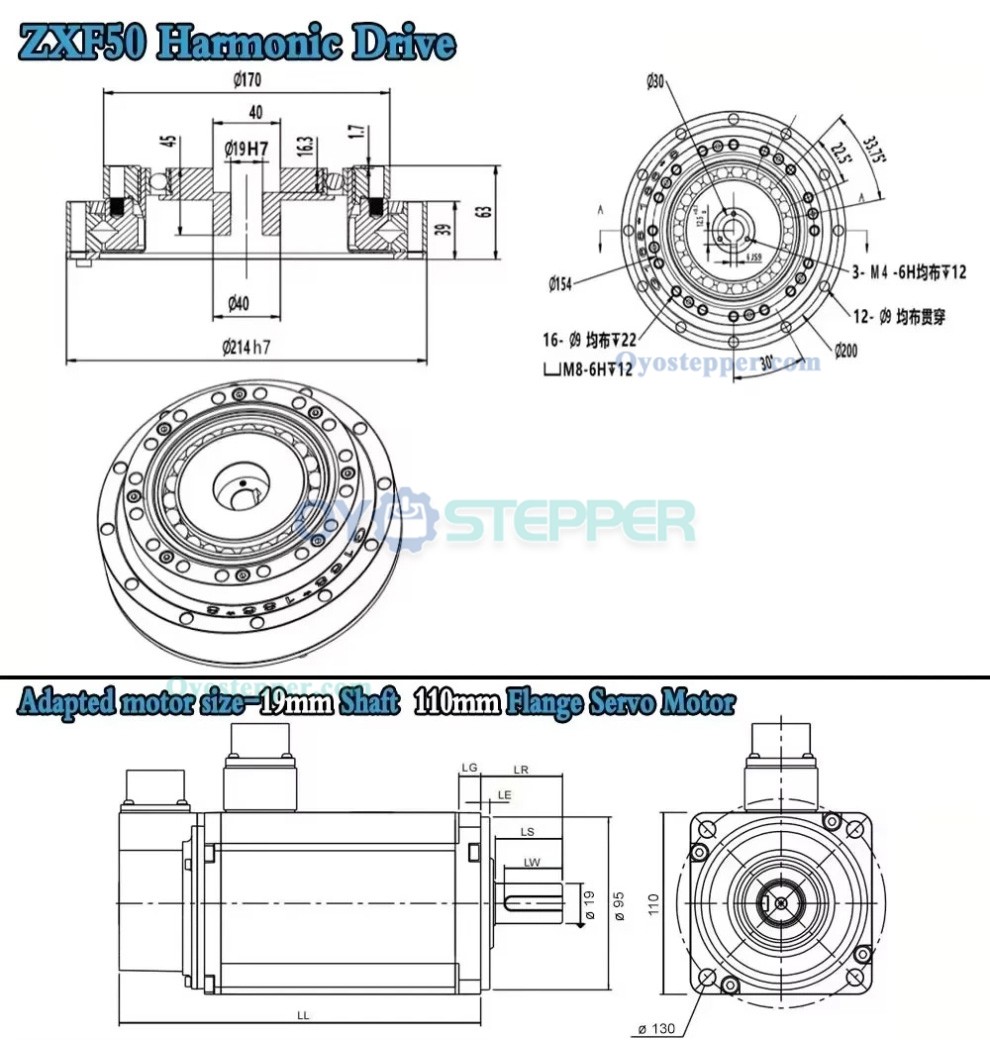 ZXF Series Harmonic Gear Reducer Ratio 120:1 / 160:1 Harmonic Drive Gearbox for Stepper / Servo Motor CNC Robot Arm ZXF Series Harmonic Gear Reducer Ratio 120:1 / 160:1 Harmonic Drive Gearbox for Stepper / Servo Motor CNC Robot Arm