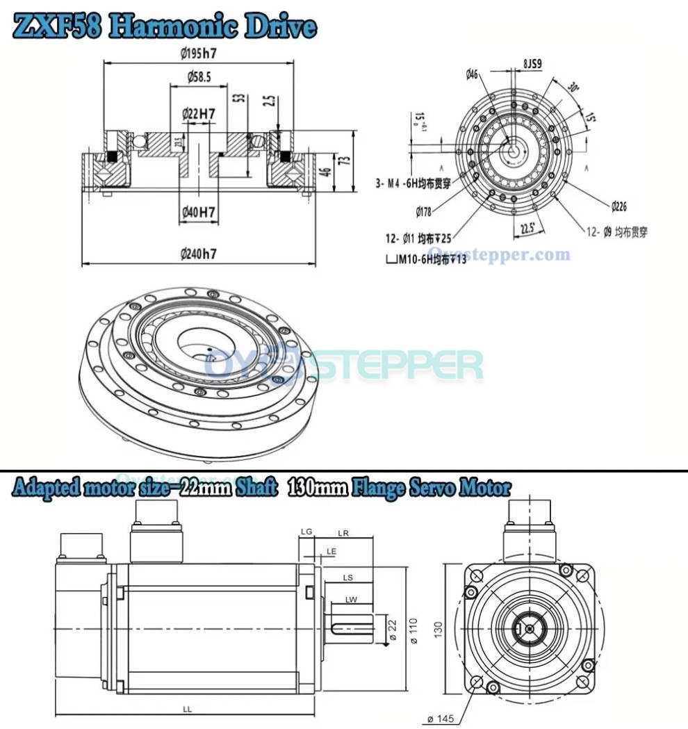 ZXF Series Harmonic Gear Reducer Ratio 120:1 / 160:1 Harmonic Drive Gearbox for Stepper / Servo Motor CNC Robot Arm ZXF Series Harmonic Gear Reducer Ratio 120:1 / 160:1 Harmonic Drive Gearbox for Stepper / Servo Motor CNC Robot Arm