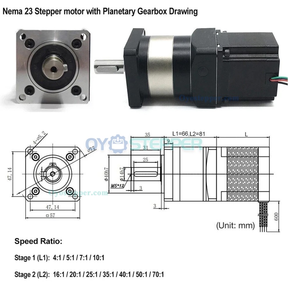 DLF Series Planetary Gearbox Speed Reducer with Nema 23 Stepper Motor 1.8 ° 1.2nm Kit DLF Series Planetary Gearbox Speed Reducer with Nema 23 Stepper Motor 1.8 ° 1.2nm Kit