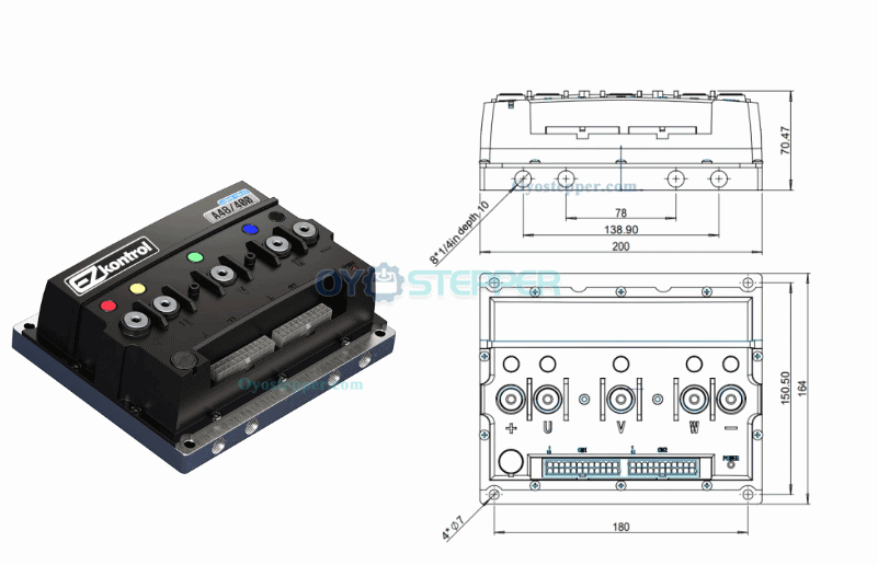 Motorcycle Brushless Motor Controller For 3KW BLDC Motor 48V/72V/96V 100A -500A