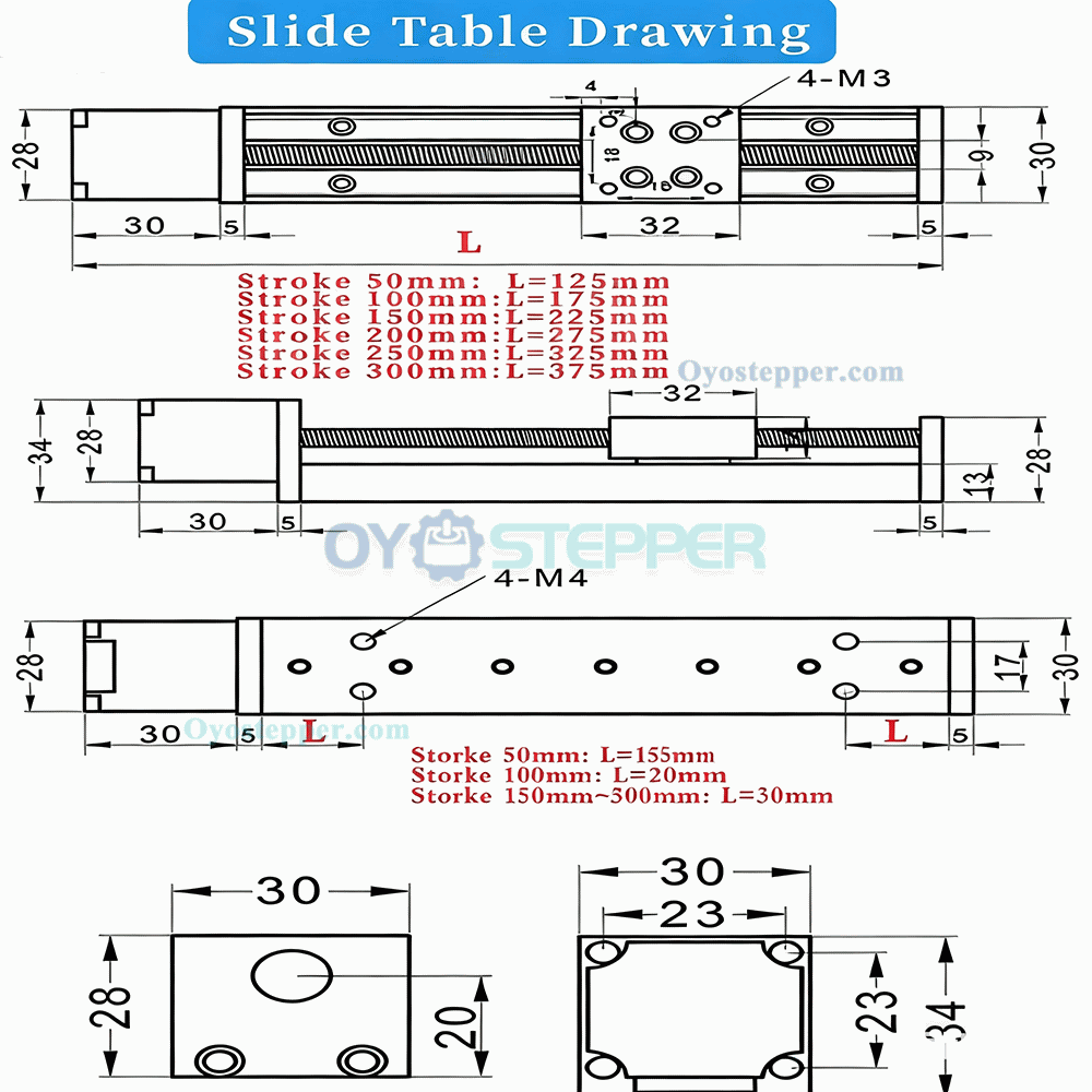 Mini CNC Slide Table Motorized Linear Stage 1mm Pitch 0.07Nm with NEMA11 Stepper Motor Kit