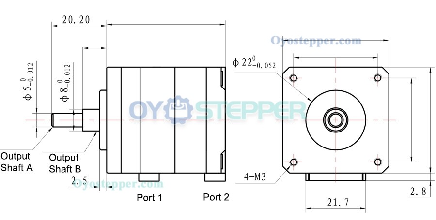 Multilayer Nema 16 Stepper Motor 1.8° 0.4A 10.4V 200m N.m 0.4A 2 Phase DC Hybrid Stepper Motor