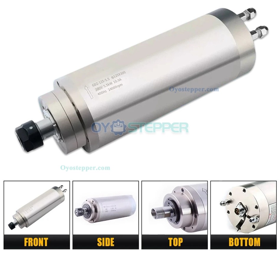 5.5KW Round Water Cooling Spindle Motor Ceramic 400Hz 24000RPM ER25 125mm Diameter