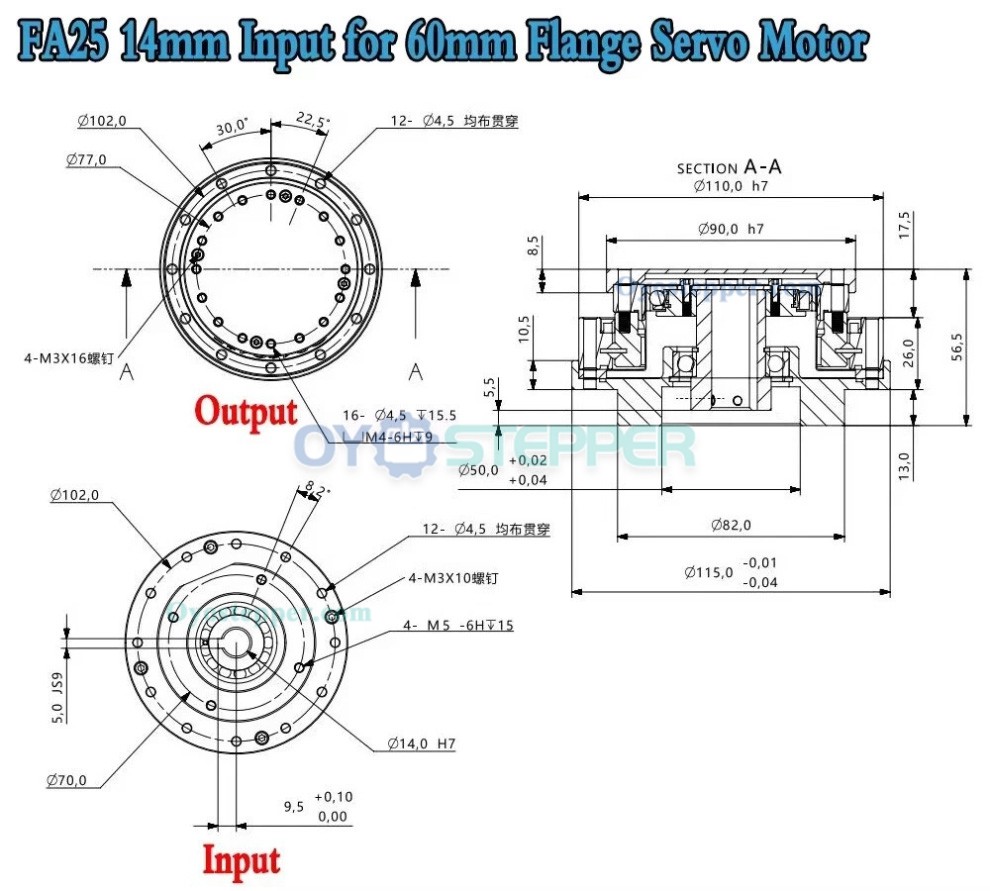 FA Series Harmonic Drive Gearbox Ratio 30:1-120:1 Harmonic Motor Speed Reducer for Servo Motor FA Series Harmonic Drive Gearbox Ratio 30:1-120:1 Harmonic Motor Speed Reducer for Servo Motor