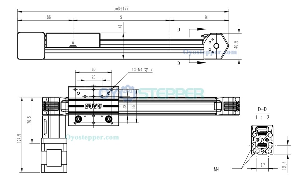 FPB30 Linear Guide Belt Drive Linear Module Linear Stage with Nema 17 Stepper Motor CNC
