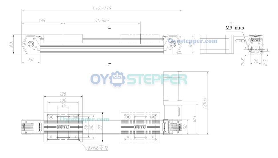 FPB50 Linear Stage Linear Motion Guide Belt Drive Linear Actuator Table with Nema 23 Stepper Motor