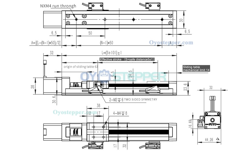 2Pcs FSK30J Mini Linear Rail Linear Guide Ball Screw Linear Actuator with Nema 11 Stepper Motor