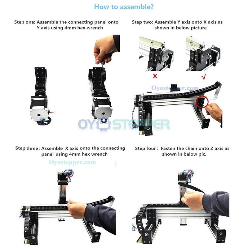 Gantry Linear Guide Stage XYZ Slide Table X=100mm,Y=100mm, Z=50mm Stroke Linear Stage Module