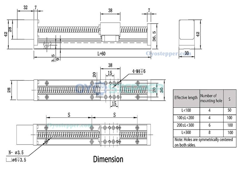 FSL30 Mini Linear Stage Slide Guide CNC Screw Lead Motion Table with Nema 14 Stepper Motor