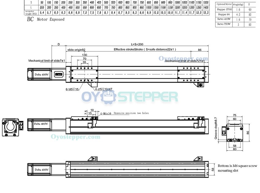 FSL80 Heavy Load Linear Guide Motion Rail Ball Screw Linear Stage Actuator with Nema24 Stepper Motor