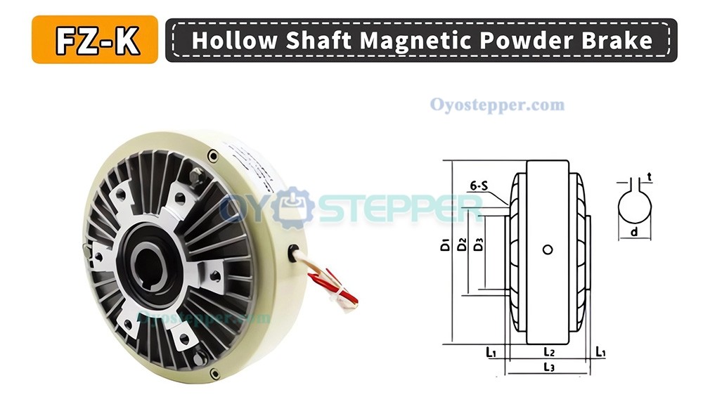 FZ-K Hollow Shaft Type Magnetic Powder Brake 6-200Nm 24V Magnetic Particle Brake