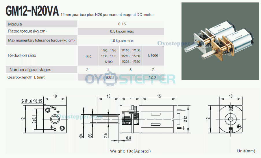 2.4V 5V Mini DC Gear Motor Permanent Magnet Brush PM DC Motor 0.5kg.cm 12mm*24mm