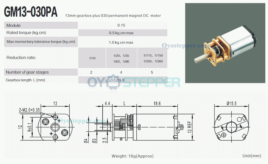 6V 12V Brushed DC Gear Motor Brush PMDC Motor 0.5kg.cm 12mm*29.6mm