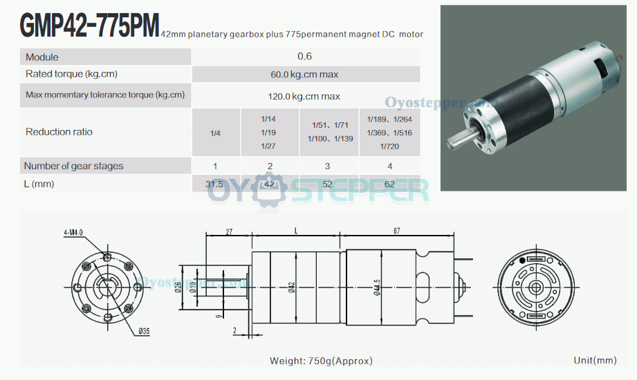 2Pcs 12V 24V Brushed DC Geared Motor with Planetary Gearbox 60kg.cm
