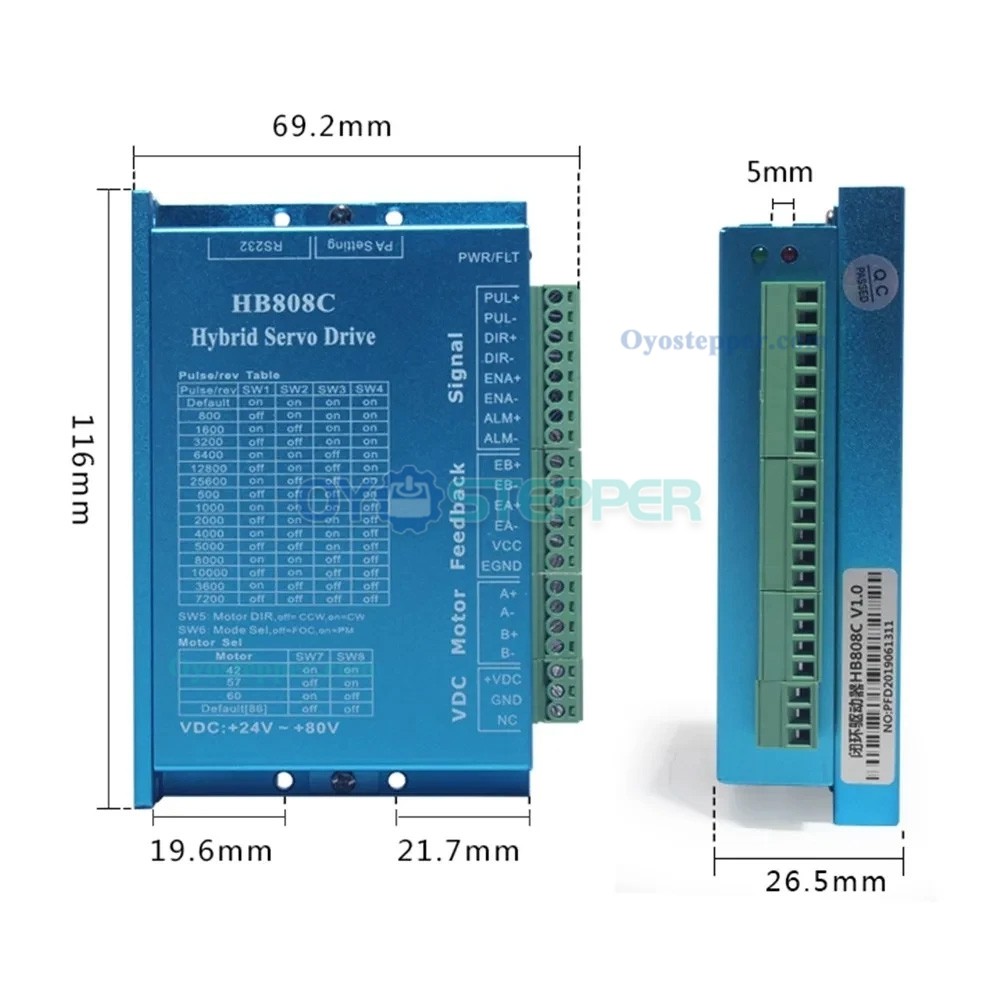 HB808C 2 Phase AC18-80V Closed Loop Stepper Motor Driver Nema 17/23/24 Motor HB808C 2 Phase AC18-80V Closed Loop Stepper Motor Driver Nema 17/23/24 Motor