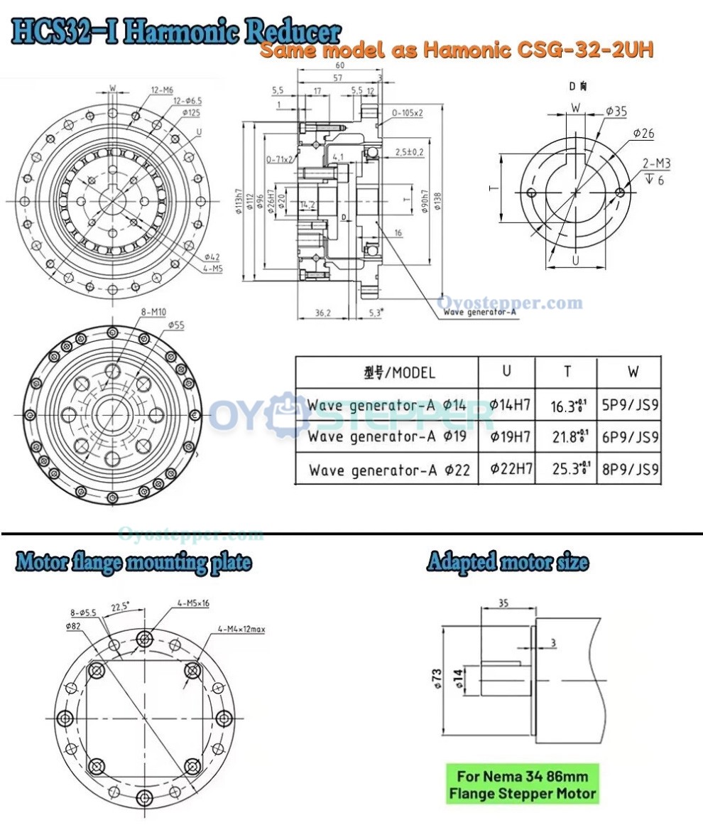 CSF Series Harmonic Gear Reducer Ratio 50:1-120:1 Harmonic Drive Gearbox for Stepper / Servo Motor CSF Series Harmonic Gear Reducer Ratio 50:1-120:1 Harmonic Drive Gearbox for Stepper / Servo Motor