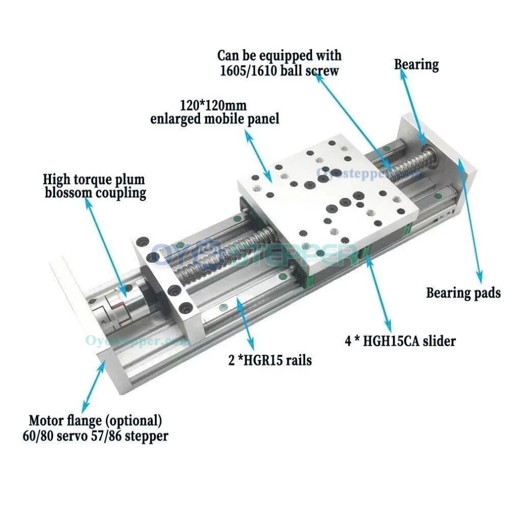 Heavy Duty Linear Motion Guide Ball Screw Stage 70-100kg 4Pcs HGR15 X Y Z CNC Slide Table