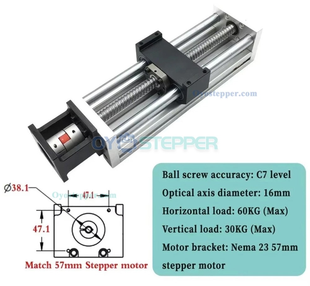 Linear Motion Guide CNC Sliding Table Linear Table Slide Fit NEMA 23 Stepper Motor/ 60mm Servo Motor