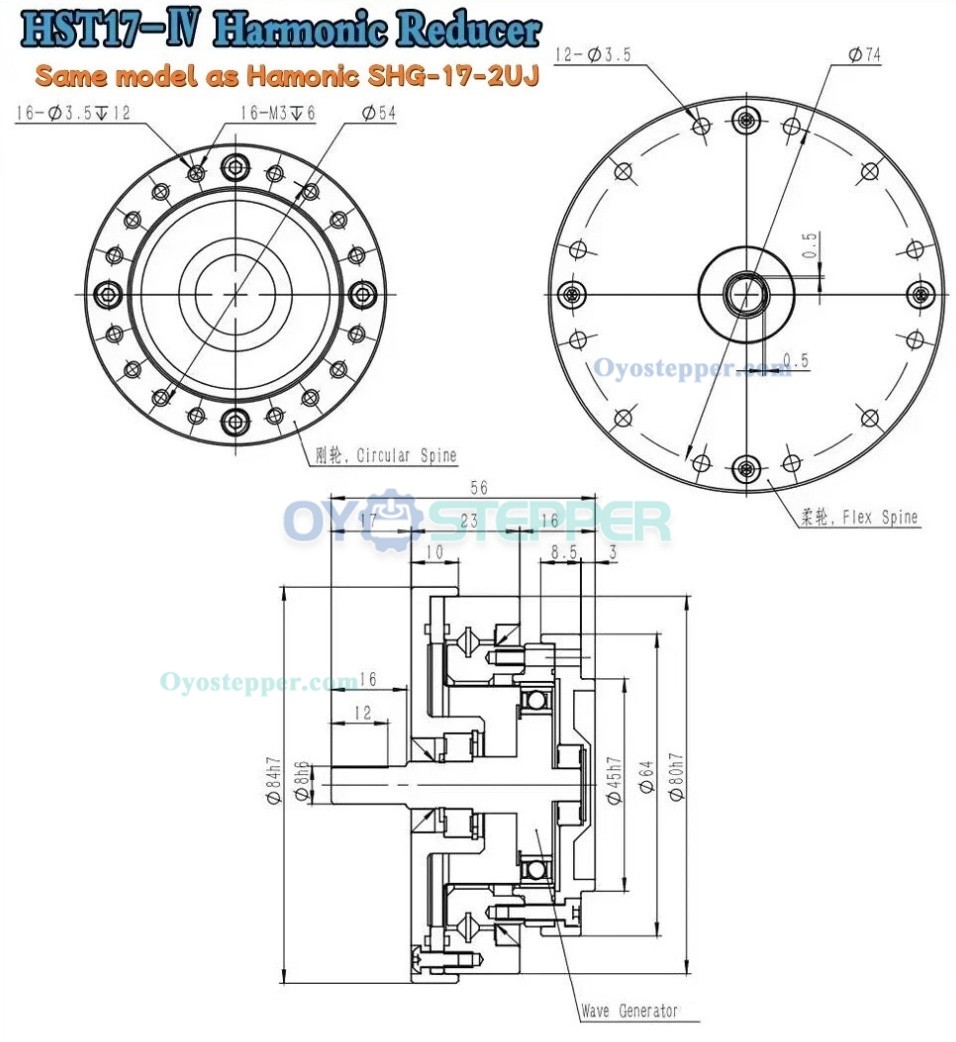 HST Series Harmonic Drive Gearbox Ratio 50:1-160:1 Gear Speed Reducer 20 Arc-sec for Industrial Robot Arm HST Series Harmonic Drive Gearbox Ratio 50:1-160:1 Gear Speed Reducer 20 Arc-sec for Industrial Robot Arm