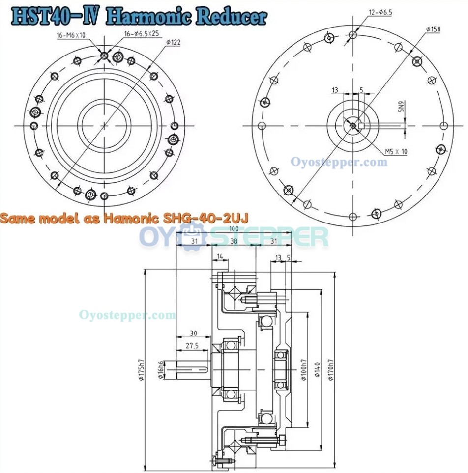 HST Series Harmonic Drive Gearbox Ratio 50:1-160:1 Gear Speed Reducer 20 Arc-sec for Industrial Robot Arm HST Series Harmonic Drive Gearbox Ratio 50:1-160:1 Gear Speed Reducer 20 Arc-sec for Industrial Robot Arm