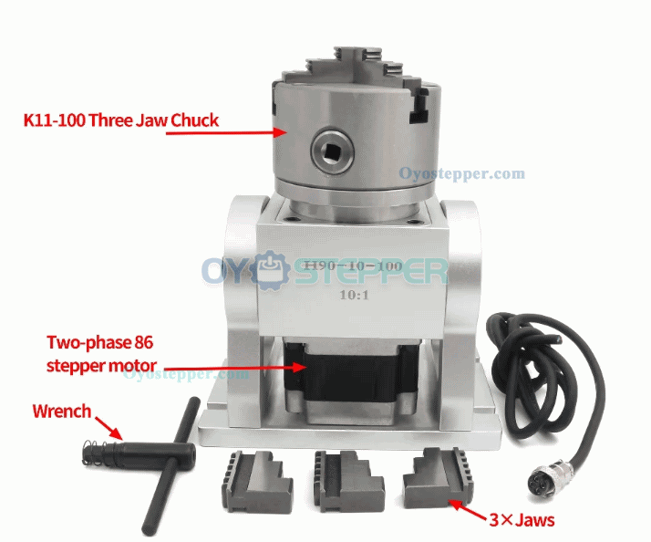 4th Axis 10:1 CNC Rotary Indexing Head with 100mm Chuck and 3 Jaw Chuck with Nema34 Stepper Motor 4th Axis 10:1 CNC Rotary Indexing Head with 100mm Chuck and 3 Jaw Chuck with Nema34 Stepper Motor