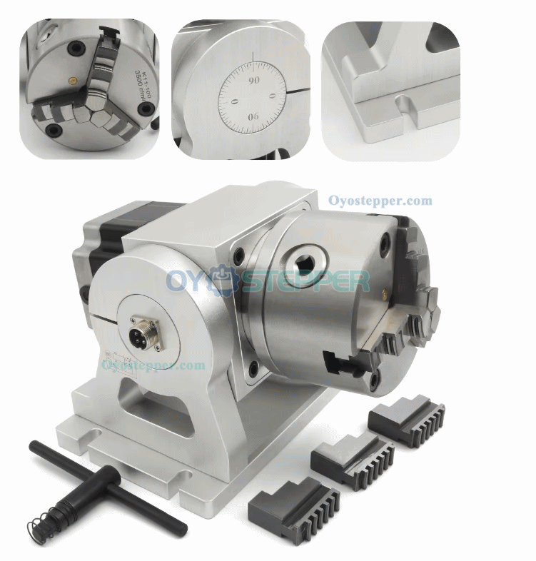 4th Axis 10:1 CNC Rotary Indexing Head with 100mm Chuck and 3 Jaw Chuck with Nema34 Stepper Motor 4th Axis 10:1 CNC Rotary Indexing Head with 100mm Chuck and 3 Jaw Chuck with Nema34 Stepper Motor