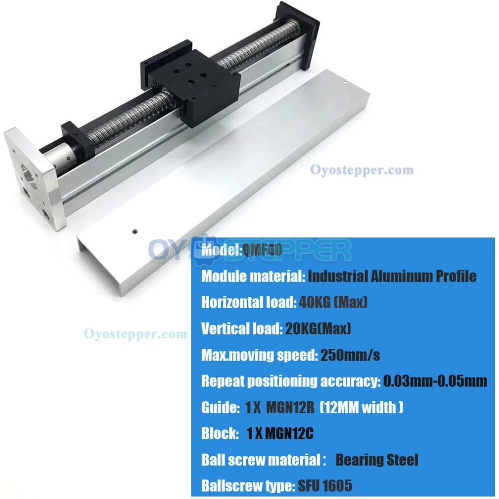 QMF40 Ballscrew Slide Table Fully Sealed CNC Linear Guide Module with Stepper Motor & Driver QMF40 Ballscrew Slide Table Fully Sealed CNC Linear Guide Module with Stepper Motor & Driver