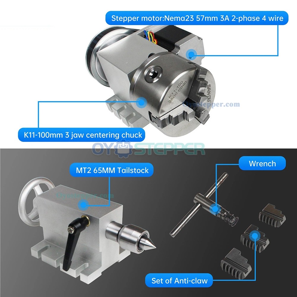 CNC Rotary Axis 80mm/100mm Chuck K11-100mm CNC 4th Axis Dividing head with DM556S Driver CNC Rotary Axis 80mm/100mm Chuck K11-100mm CNC 4th Axis Dividing head with DM556S Driver