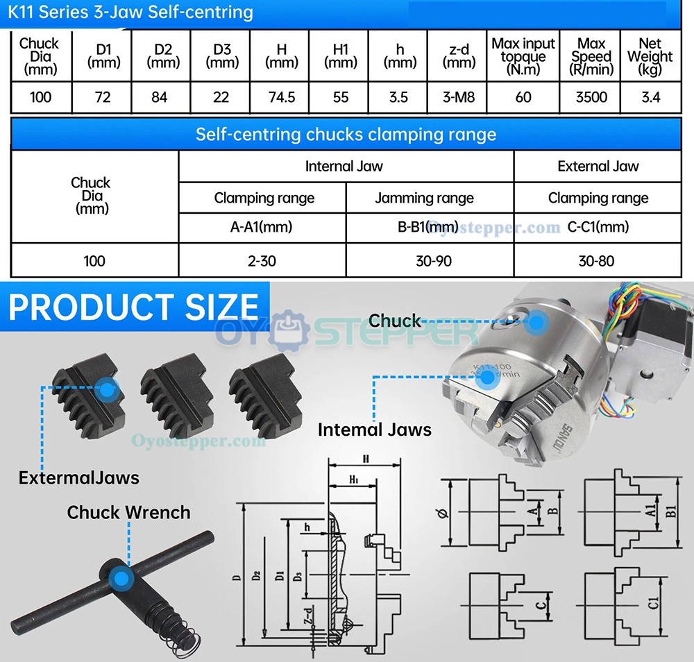 CNC Rotary Axis 80mm/100mm Chuck K11-100mm CNC 4th Axis Dividing head with DM556S Driver CNC Rotary Axis 80mm/100mm Chuck K11-100mm CNC 4th Axis Dividing head with DM556S Driver