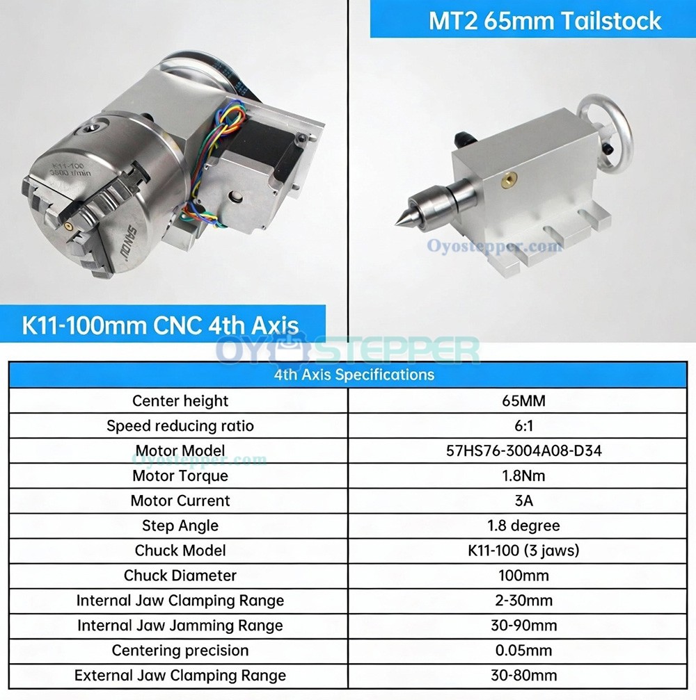 CNC Rotary Axis 80mm/100mm Chuck K11-100mm CNC 4th Axis Dividing head with DM556S Driver CNC Rotary Axis 80mm/100mm Chuck K11-100mm CNC 4th Axis Dividing head with DM556S Driver