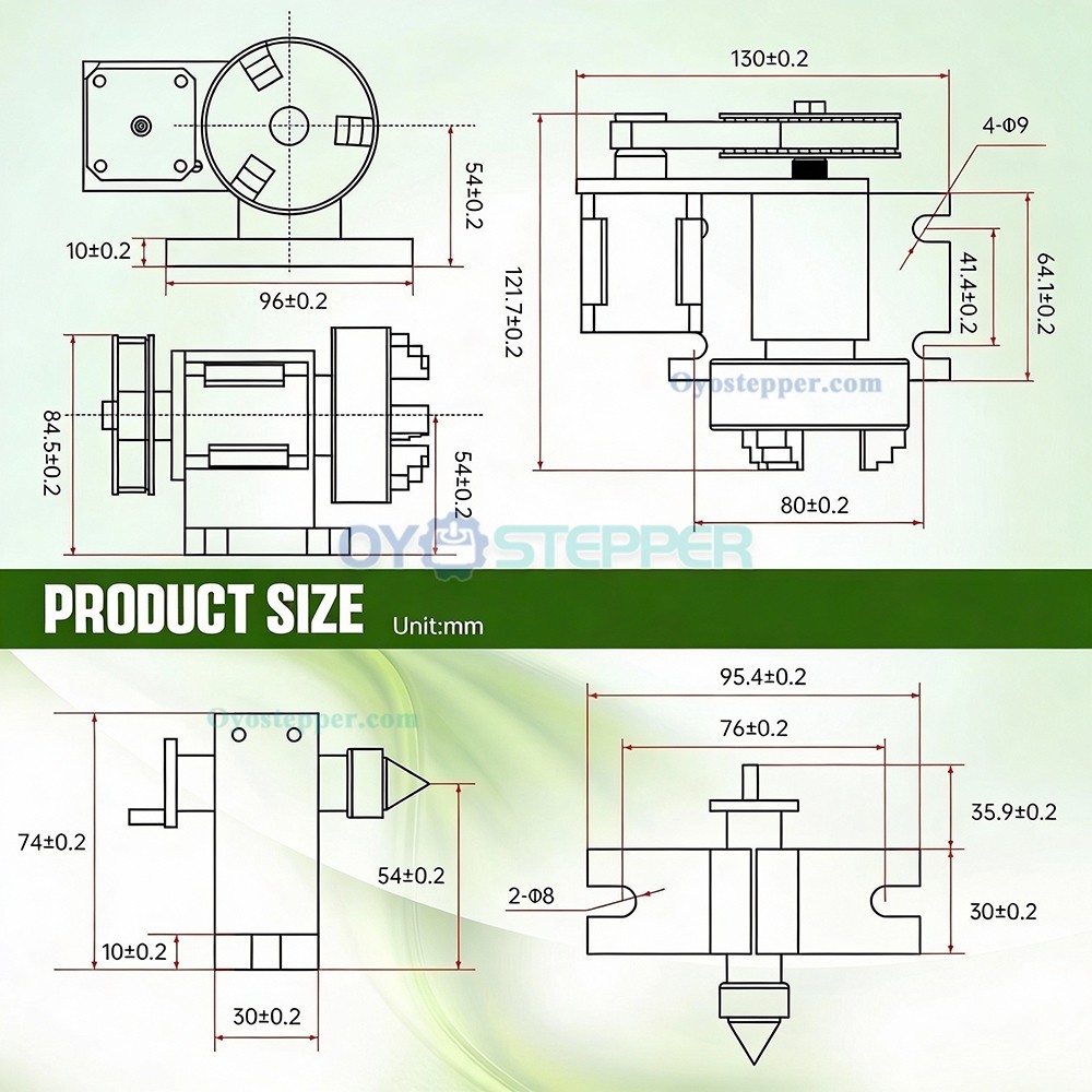 K11-65mm CNC Router 4th Axis Rotary Table with Stepper Motor, 3-Jaw Chuck & Tailstock K11-65mm CNC Router 4th Axis Rotary Table with Stepper Motor, 3-Jaw Chuck & Tailstock