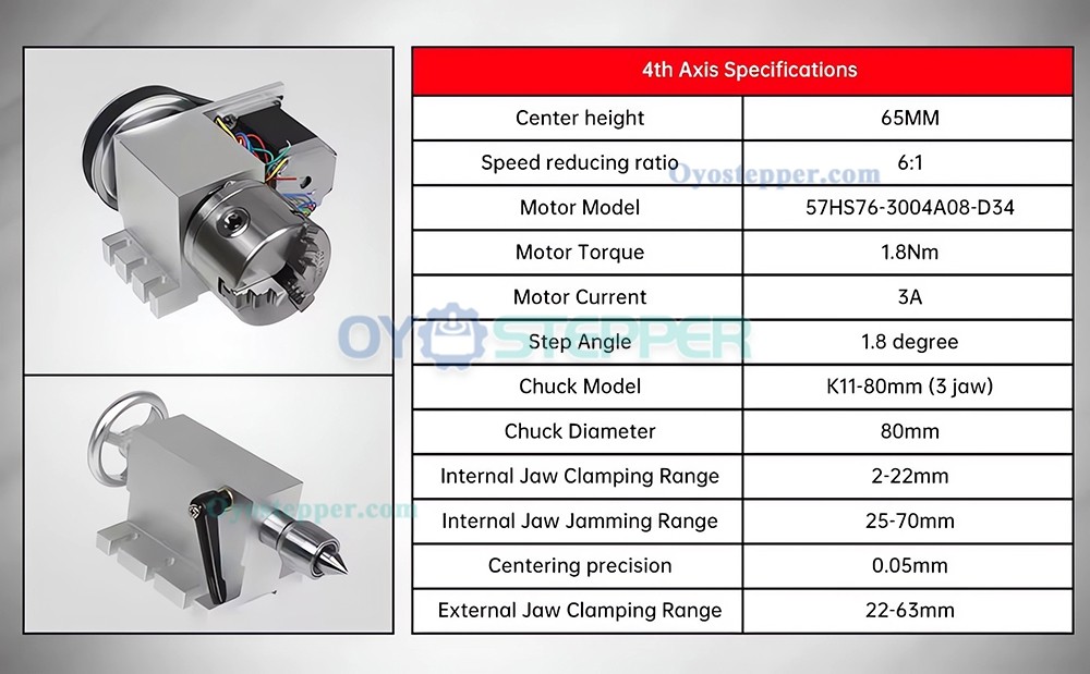 CNC Rotary Axis 80mm/100mm Chuck K11-100mm CNC 4th Axis Dividing head with DM556S Driver CNC Rotary Axis 80mm/100mm Chuck K11-100mm CNC 4th Axis Dividing head with DM556S Driver
