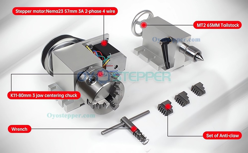 CNC Rotary Axis 80mm/100mm Chuck K11-100mm CNC 4th Axis Dividing head with DM556S Driver CNC Rotary Axis 80mm/100mm Chuck K11-100mm CNC 4th Axis Dividing head with DM556S Driver