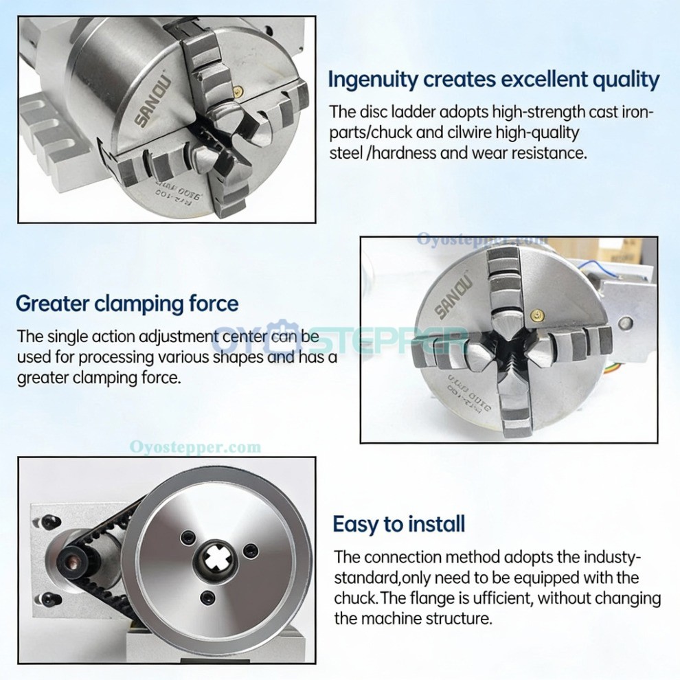 CNC Engraving Machine Rotary 4th Axis 100mm 4jaw lathe chuck 6:1 Tailstock with Stepper Motor Kit CNC Engraving Machine Rotary 4th Axis 100mm 4jaw lathe chuck 6:1 Tailstock with Stepper Motor Kit