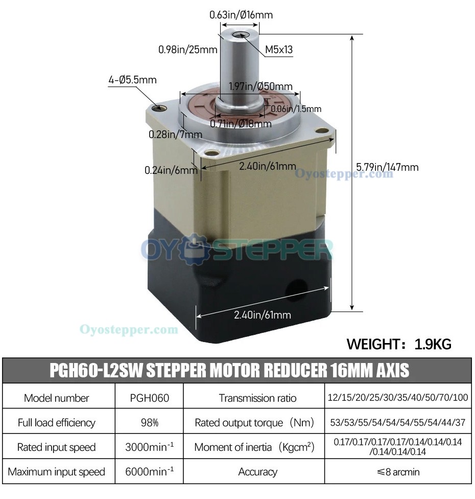 Precision Helical Planetary Gearbox Reducer For Nema 23, Nema 24 Stepper Motor 16mm Axis