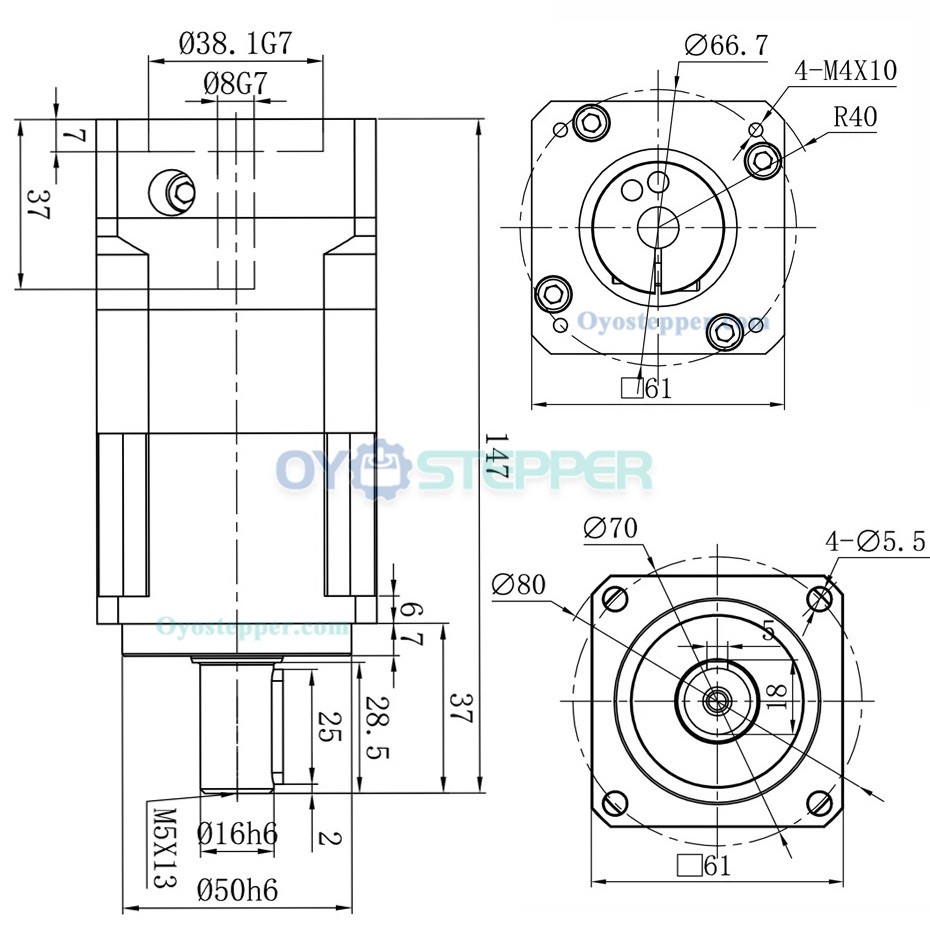 Precision Helical Planetary Gearbox Reducer For Nema 23, Nema 24 Stepper Motor 16mm Axis