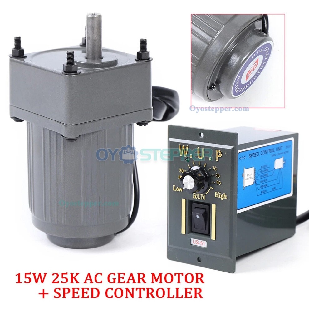 15W AC Induction Gear 25:1 Reduction Motor Adjustable Speed Reversible Motor with Controller 15W AC Induction Gear 25:1 Reduction Motor Adjustable Speed Reversible Motor with Controller