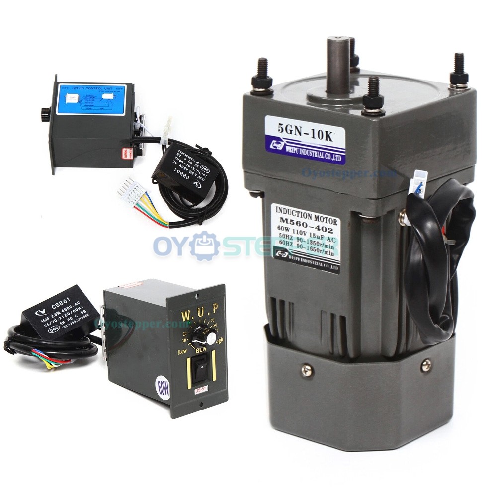 WUP 60W AC Gear Induction Motor 10:1 3.8Nm 135RPM Reversible Motor with Variable Speed Controller WUP 60W AC Gear Induction Motor 10:1 3.8Nm 135RPM Reversible Motor with Variable Speed Controller