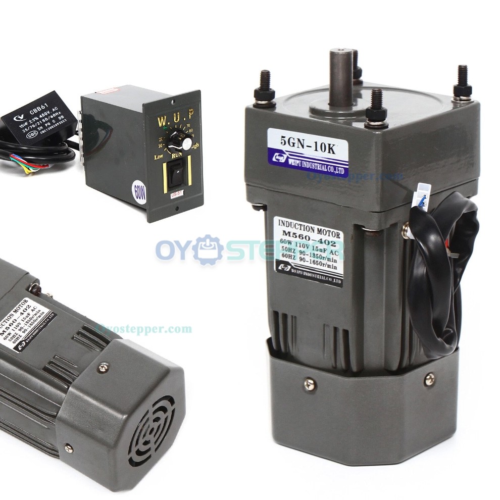 WUP 60W AC Gear Induction Motor 10:1 3.8Nm 135RPM Reversible Motor with Variable Speed Controller WUP 60W AC Gear Induction Motor 10:1 3.8Nm 135RPM Reversible Motor with Variable Speed Controller