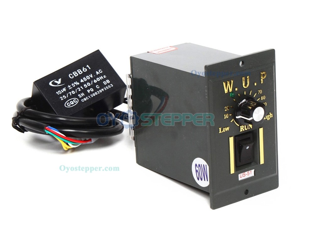 WUP 60W AC Gear Induction Motor 10:1 3.8Nm 135RPM Reversible Motor with Variable Speed Controller WUP 60W AC Gear Induction Motor 10:1 3.8Nm 135RPM Reversible Motor with Variable Speed Controller