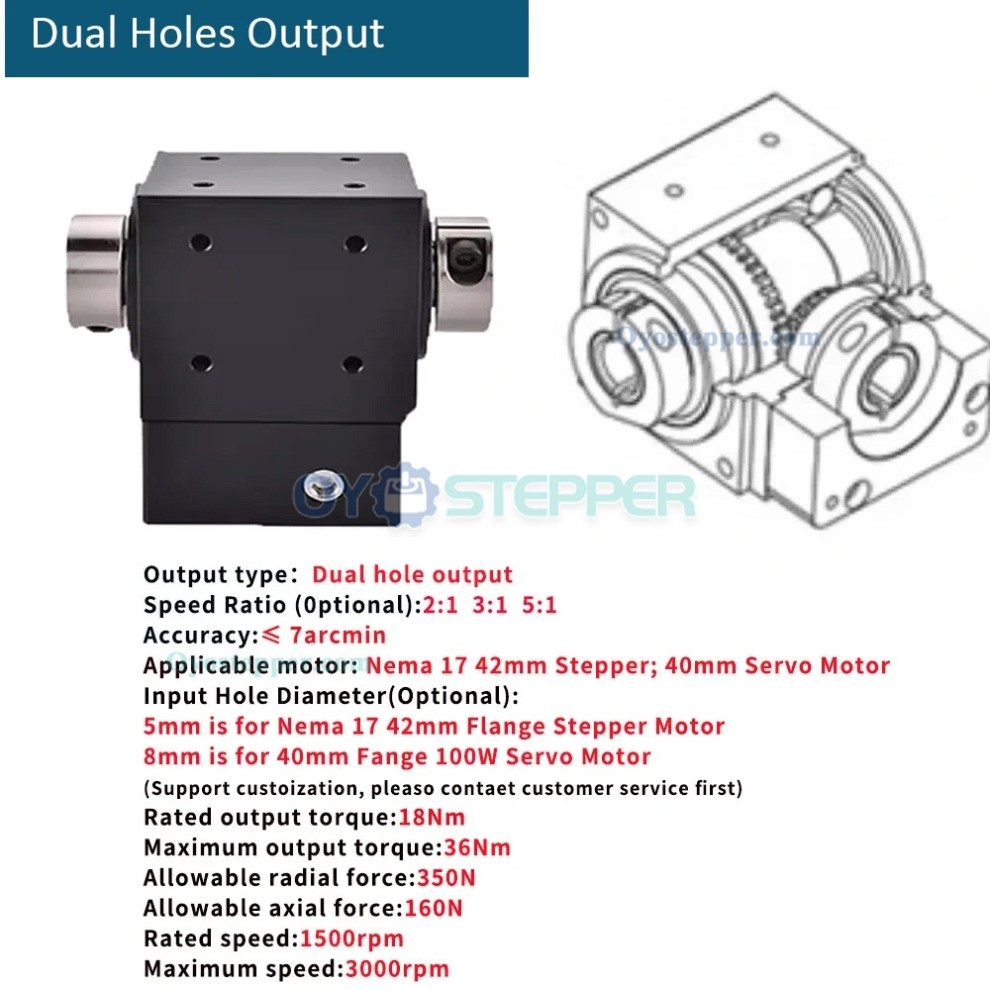 NEMA 17 Right Angle Steering Bevel Gearbox 2:1/3:1/5:1 Right Angle Commutator 90 Degree 5mm / 8mm Input NEMA 17 Right Angle Steering Bevel Gearbox 2:1/3:1/5:1 Right Angle Commutator 90 Degree 5mm / 8mm Input