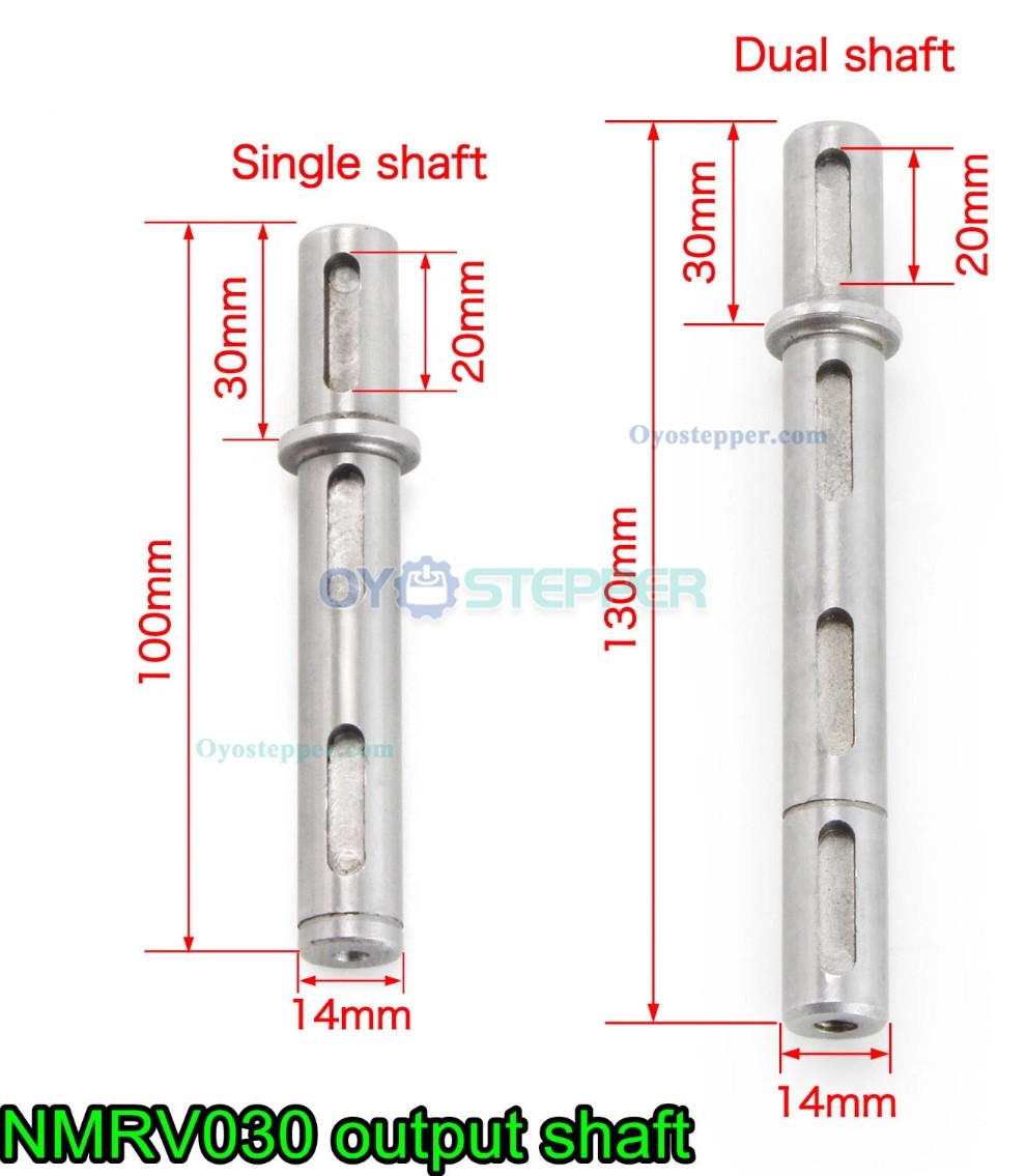 Dual/Single Shaft Output Shaft 14mm for NMRV030 NEMA23 Worm Gearbox Speed Reducer Dual/Single Shaft Output Shaft 14mm for NMRV030 NEMA23 Worm Gearbox Speed Reducer