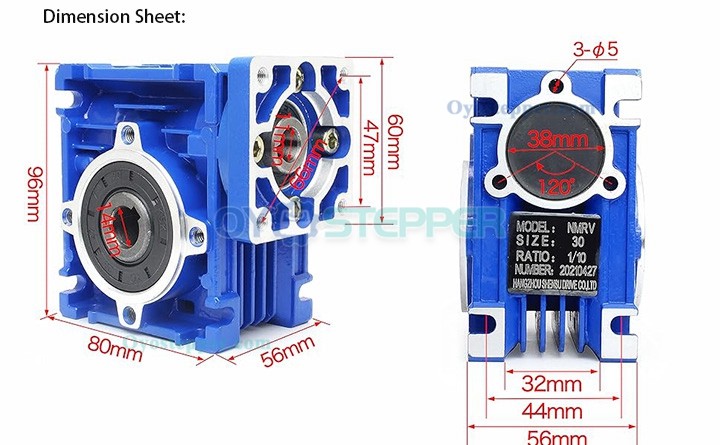 NMRV030 Worm Gearbox Speed Reducer 10:1 15:1 20:1 25:1 30:1 40:1 for Nema23 Stepper Motor / Servo Motor
