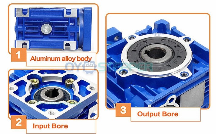 NMRV030 Worm Gearbox Speed Reducer 10:1 15:1 20:1 25:1 30:1 40:1 for Nema23 Stepper Motor / Servo Motor