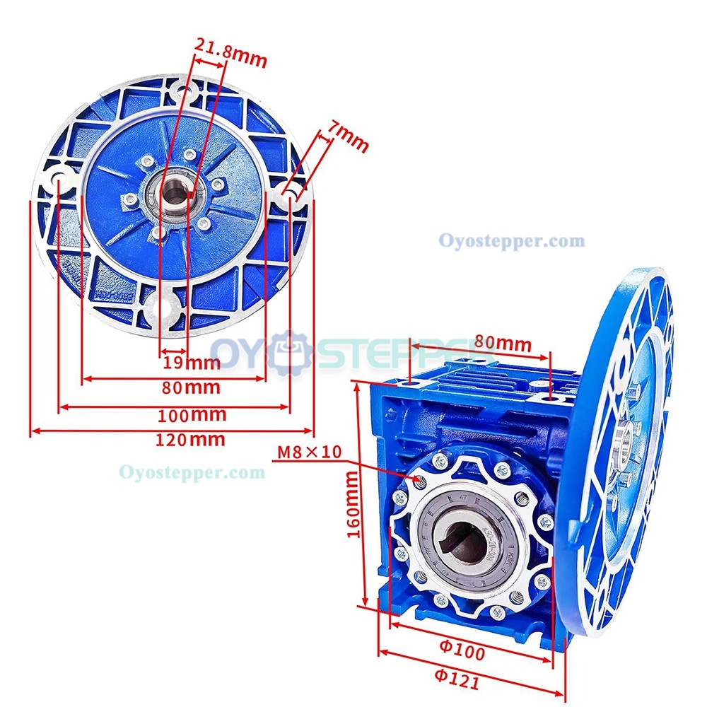 RV050 Round Worm Gearbox Speed Reducer Ratio 5:1 10:1 15:1 20:1 30:1Input 19mm 80B14/80B5