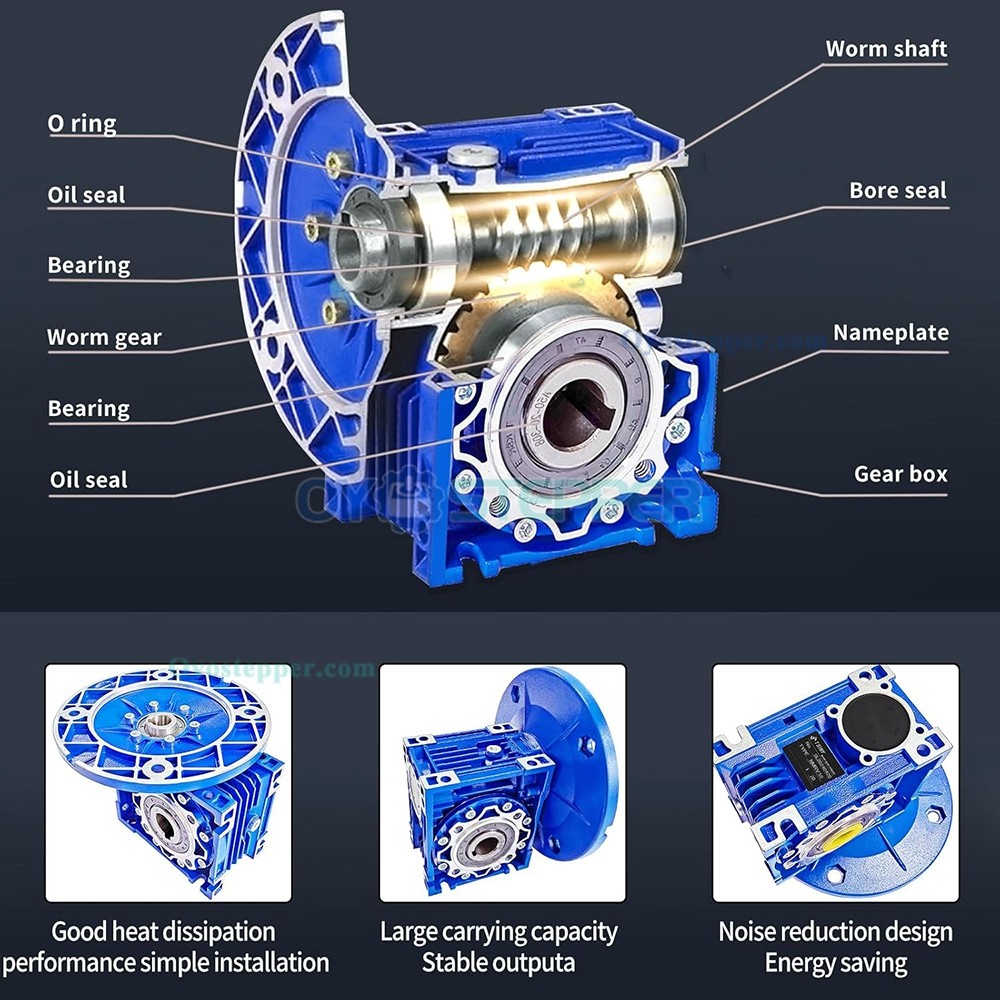 RV050 Round Worm Gearbox Speed Reducer Ratio 5:1 10:1 15:1 20:1 30:1Input 19mm 80B14/80B5