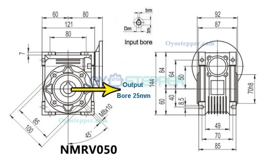 NMRV050 Round Worm Gear Reducer Ratio 5:1-100:1 Input 11mm 14mm 19mm Output 25mm